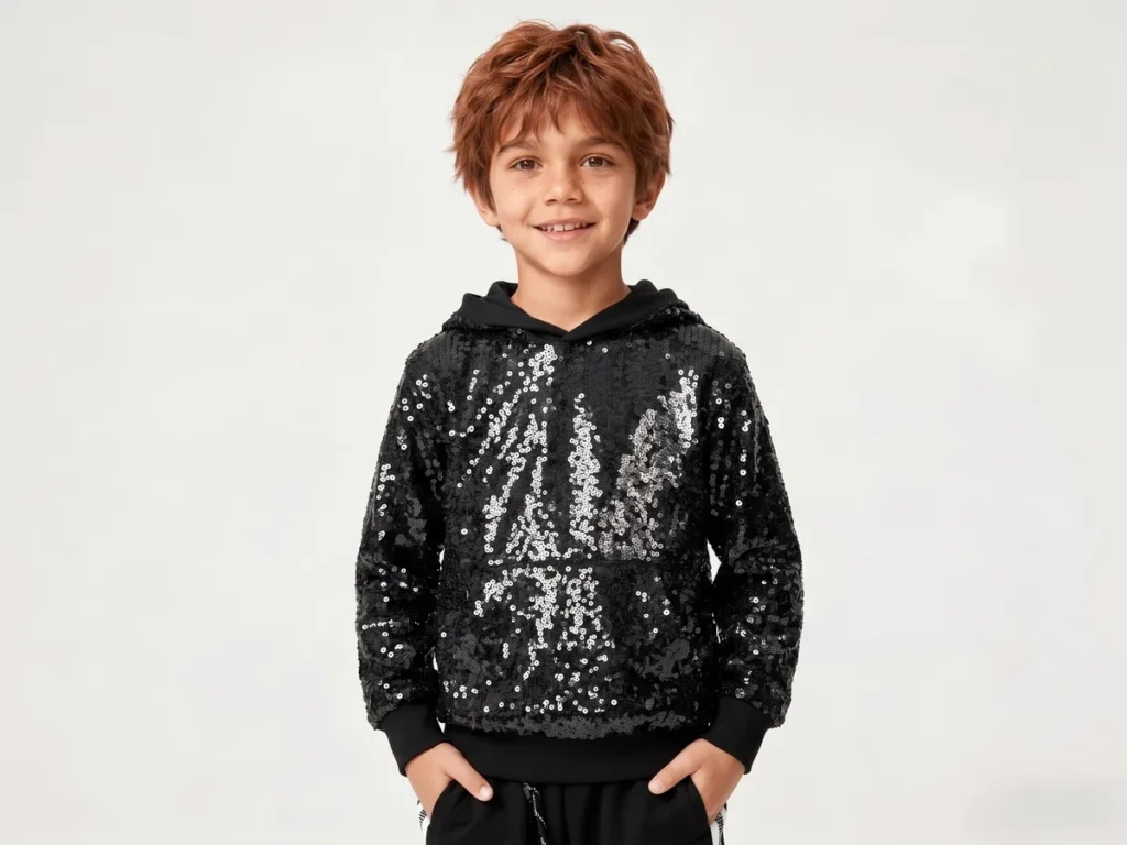 Sequined Hoodie — Boys' Collection kidswear catalogue direction