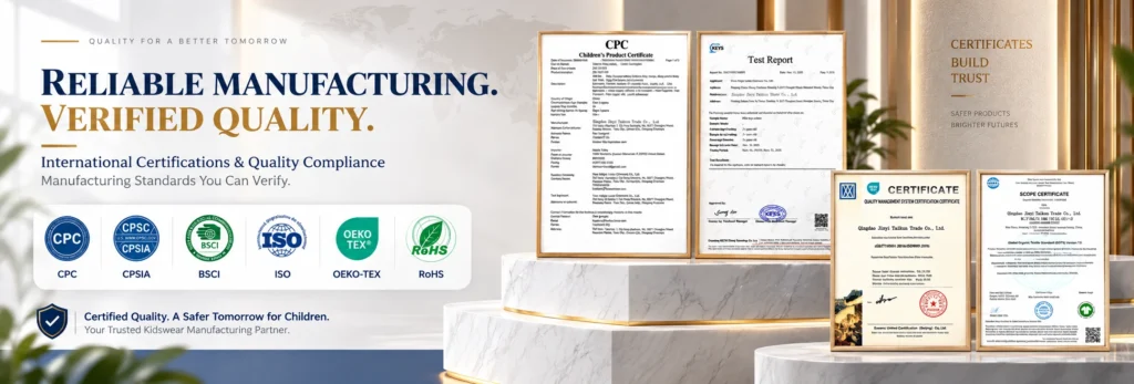 Client-supplied certification and quality compliance reference for Qingdao Jinyi Taikun